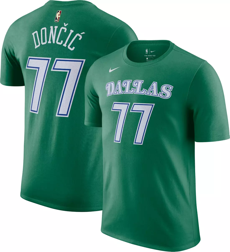 Men's Dallas Mavericks #77 Luka Doncic Dri-FIT Green Hardwood Classic T-Shirt